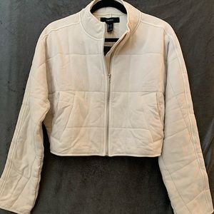 Forever 21 Cream Quilted Cropped Jacket